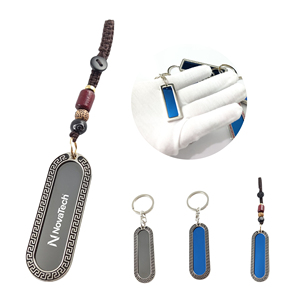 Porte-clés personnalisable en métal perlé avec logo gravé, porte-clés personnalisé durable pour cadeaux, usage promotionnel et quotidien - Product Image 1