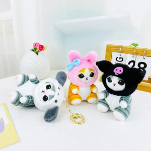 Stile giapponese ricamato gatto giocattolo farcito portachiavi Unisex peluche giocattoli con riempimento in cotone PP accessorio all'ingrosso per alleviare lo Stress - Product Image 2