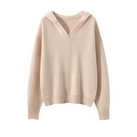 Neuer Kaschmir Damen V-Ausschnitt Pullover Maßgefertigter Woll-Kaschmir Kapuzenpullover Damen Pullover Kaschmir Strickpullover