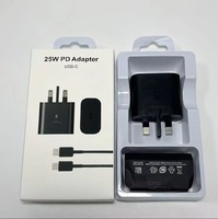 Cargador Superrápido de 25W Tipo-C PD 3.0 con Cable, Material ABS, Compatible con Teléfonos Móviles y Relojes Inteligentes S26/S25/S24/S23/S22, Enchufes US/EU/UK