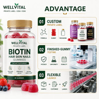 Gummies prêts à être expédiés, saveur naturelle, biotine, cheveux, peau, ongles, avec collagène, vitamines C et E
