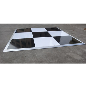 Piso portátil de madera contrachapada brillante en blanco y negro para fiestas de bodas y bailes - Product Image 3