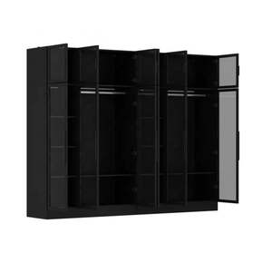 Armario de Estilo Contemporáneo Personalizado con Puerta de Vidrio, Marco de Madera MDF Lacado en Negro, Estructura de Madera Contrachapada con Tiras de Luz LED, Armario de Almacenamiento - Product Image 3