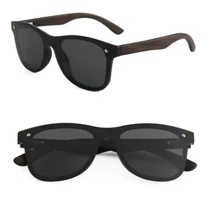 Custom Wholesale Wooden Eco Friendly Sunglasses Women Men Blue Brown Lens