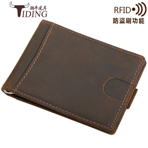 Tiding Vintage Leather <b>Wallet</b> Men Anti-Theft Rfid Card <b>Holder</b> Brown - Product Image 4