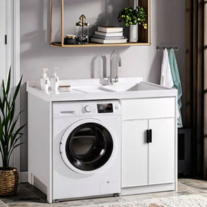 Mueble Moderno de <span class=keywords><strong>Aluminio</strong></span> Integrado para Balcón con Fregadero, Puerta de Melamina, MDF, Desagüe de Cobre, Resistente al Agua, para <span class=keywords><strong>Lavadora</strong></span> - Product Image 2