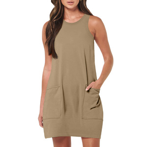 Vestido Midi de Verano 2026, Elegante, Transpirable, Tejido a Crochet, Sin Mangas, Cuello en U, para Playa o Resort, con Bolsillos - Product Image 6