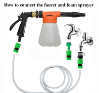 Canon à mousse pour lavage de voiture avec tuyau d'arrosage de jardin, orange, avec pression d'eau en plastique, pas besoin de nettoyeur haute pression séparé