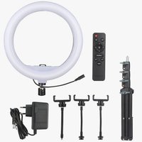 Aro de Luz LED de Plástico de 13 Pulgadas con Temperatura de Color Ajustable (2700-7000K), Control Remoto, Soporte para Teléfono, Alimentación USB, para Transmisión de Fotos