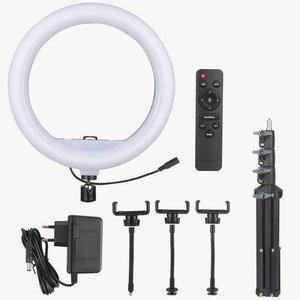 Anneau lumineux LED de 13 pouces réglable avec support de téléphone pour la photographie, le streaming vidéo, l'enregistrement et les réunions Zoom - Product Image 2