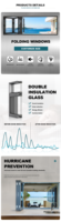 Fenêtre à double vitrage pliante ZEKIN, norme américaine NFRC, cadre en aluminium, pour ouverture verticale, pour villas