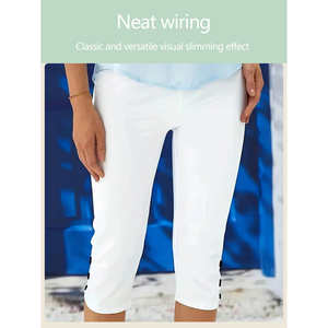 Women's New Style <b>High</b> <b>Waist</b> Capri <b>Leggings</b> Fashionable Seamless Yoga Pants Elastic <b>Waist</b> Lifting Solid Pattern XS Capri <b>Legging</b> - Product Image 4