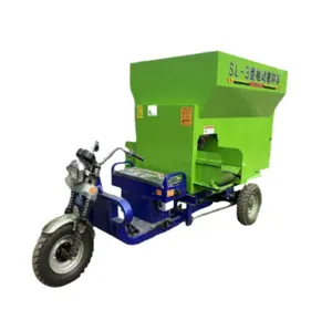 Equipamento de alimentação automática para fazenda de três rodas, equipamento de alimentação ajustável para gado e ovelhas, caminhão de alimentação uniforme, espalhador