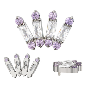 El más nuevo titanio CNC 4 Rectangular 8 CZ 16G internamente roscado hélice pendiente labio anillo cuerpo joyería Labret Zircon para niños - Product Image 4