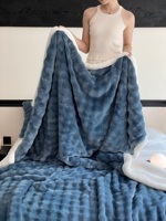 Couverture polaire double couche de luxe Super douce en peluche fausse fourrure couleur pure literie jeter couverture portable couverture confortable