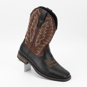 Botas de vaquero occidentales de media pantorrilla Retro Para Hombre con bordado de punta cuadrada accesorios de caballo ecuestre - Product Image 6