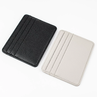 Pemegang kartu kulit Pu pria wanita, dompet kartu kredit ramping minimalis uniseks bisnis Logo kustom