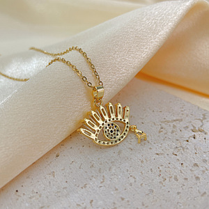 Nuova Collana Moda 2023 con Ciondolo a Goccia Occhio <span class=keywords><strong>del</strong></span> Diavolo in Zirconi, Catena a Corda in Acciaio Inossidabile Placcato Oro 18K per Donne - Product Image 3