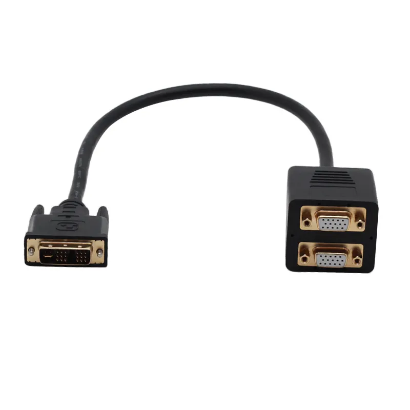 DVI-I Ke Kabel Splitter VGA Ganda Kabel Pemisah Pin DB15 Adaptor Konverter VGA D-sub Kepadatan Tinggi DVI 24 + 1 Pin Ke VGA