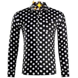 Nuova maglia a pois da uomo a maniche lunghe, camicia da uomo interamente in cotone oversize - Product Image 3