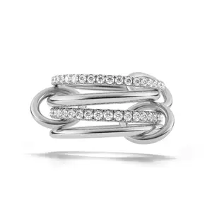 LOZRUNV Fashion Diamond Four Linked Eternity Band Combination Rings Silver 925