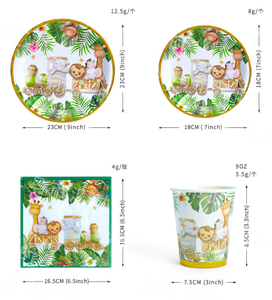 Assiettes et serviettes de table pour Baby Shower, décorations pour bébé garçon 25 invités Safari <span class=keywords><strong>Jungle</strong></span> animaux assiettes en <span class=keywords><strong>papier</strong></span> avec <span class=keywords><strong>serviette</strong></span> - Product Image 5