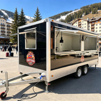 Food Truck à Pizza Style Italien avec Four à Pierre à Gaz, Table de Préparation de la Pâte, Friteuse et Vitrine en Verre pour la Vente de Pizzas
