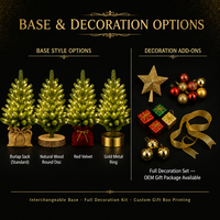 Mini Árbol de Navidad de PE de 48 cm con Luces LED Blanco Cálido, 8 Modos, USB, Tamaño y Color Personalizables, Base con Caja de Regalo, para Hoteles, Empresas, OEM, Venta al por Mayor, CE