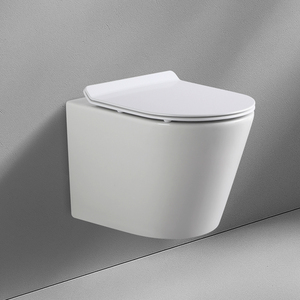 Inodoro suspendido sin borde de primera calidad, inodoro de cerámica minimalista con acabado liso, diseño moderno de alta gama para baño - Product Image 2