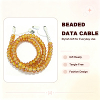 Câble de chargeur de téléphone de type C avec perles brillantes dorées créatives 4 en 1