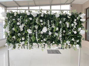 S68 Stoff zurück Faux Arch Floral Runner Arrangement Weiß Künstliche Seide Rose Arch Flower Row für Hochzeit Gang Hintergrund Dekor - Product Image 4