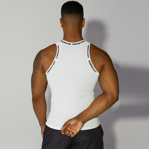 <span class=keywords><strong>Canotta</strong></span> da <span class=keywords><strong>Uomo</strong></span> in Cotone Bianco con Logo Personalizzato, Modello Standard per Corsa e Palestra - Product Image 2