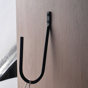 U Shaped Wall <b>Hook</b> Black Carbon Steel Coat And Cap Holder Bedroom <b>Kitchen</b> Bathroom Use Durable Round Head Design - Product Image 4