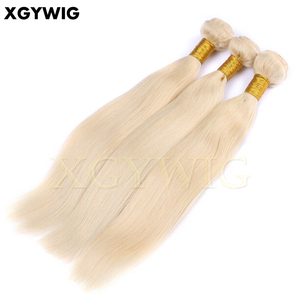 10 "-40" Stock expédition le jour suivant faisceaux droits soyeux brésiliens vierges humains <span class=keywords><strong>platine</strong></span> blond couleur 613 Extensions de cheveux - Product Image 2