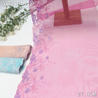 Bunga Kecil Terbaru 22cm Pink Biru Ungu Bordir Jala Renda Korea Kain Renda Bordir Mesh 2026 untuk Lingerie