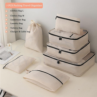 Sacs de rangement pour valises en polyester imperméable légers à compression avec logo personnalisé, pour vêtements, sous-vêtements, chaussures, 7 pièces