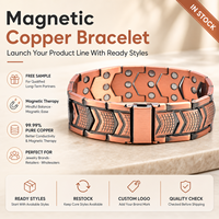 Bracelet magnétique en cuivre pur pour thérapie magnétique, maillons de chaîne, boucle de bracelet de montre géométrique vintage, vente en gros personnalisée