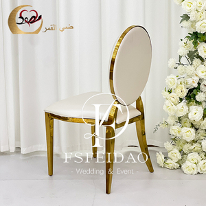 Silla de Comedor Moderna Apilable de Acero Inoxidable para Apartamento, con Respaldo Ovalado Dorado y Funda Extraíble, Venta al por Mayor - Product Image 5