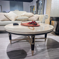 Table basse moderne en bois massif avec plateau en marbre naturel, sculptée à la main, réglable, élégante, pour salon