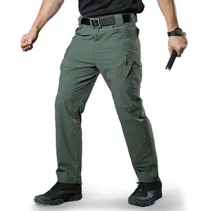 Calça elástica masculina para combate, calça tática respirável de secagem rápida e com bolsos, para caminhadas, caça e trabalho