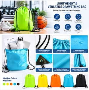 Multipurpose Water Resistant Polyester Drawstring Bag Global Recycled Standard Eco Friendly Custom Logo Bulk Cinch Sport Ba - Product Image 3
