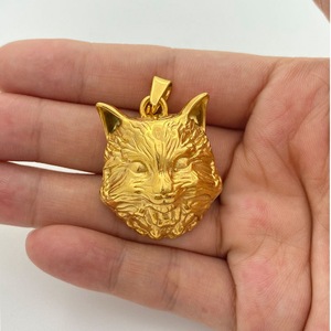 Yunnique – collier avec pendentif tête de chat en acier inoxydable, bijoux à la mode pour hommes et femmes - Product Image 3