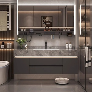 Slate seamless ceramic basin <b>bathroom</b> <b>cabinet</b> gray light luxury <b>bathroom</b> multi functional washbasin <b>cabinet</b> - Product Image 5