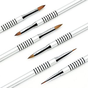 3 adet 2 #4 #6 # profesyonel gümüş Metal kolu Kolinsky ve naylon saç 3D tırnak boyama fırça seti Nail Art tasarım - Product Image 4