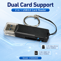 Lector de Tarjetas USB 3.0 2 en 1, SD TF Micro SD, 5Gbps de Alta Velocidad, Chip GL3231, Mini Lector Portátil para Laptop, PC y Cámara