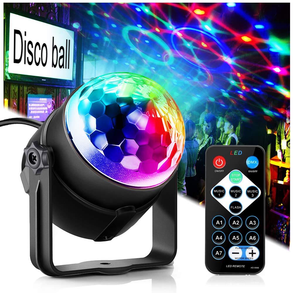 Sound Activated Rotating Stage Lights MP3 Player With Remote Control RGB Disco Magic Ball Lamp