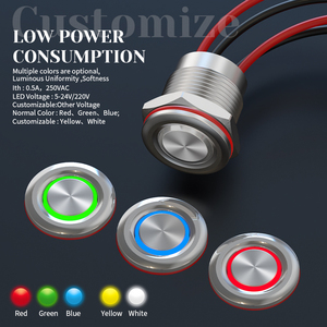 Pulsante Tattile Momentaneo LANBOO LB12QC 12mm IP65 Impermeabile con LED ad Anello 1NO, Testa Piatta, 5-24V 220V, in Metallo per Elettrodomestici - Product Image 6
