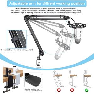 Soporte de Brazo para Micrófono de Estudio Profesional, Soporte de Escritorio Ajustable con Suspensión de Tijera, con Filtro Antipop y <span class=keywords><strong>Clip</strong></span> para Micrófono - Product Image 3