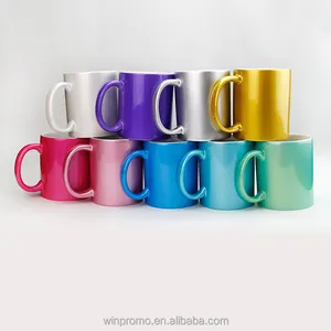 Wholesale 11oz Ceramic Coffee Mugs with Custom Pearly Lustre Sublimation Design Classic Handgrip Shape Food Grade for Presents