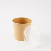 Contenant alimentaire jetable sûr en papier kraft simple paroi de 20 oz avec couvercle, personnalisable et recyclable, de qualité alimentaire, pour soupe, nouilles, salade, lait